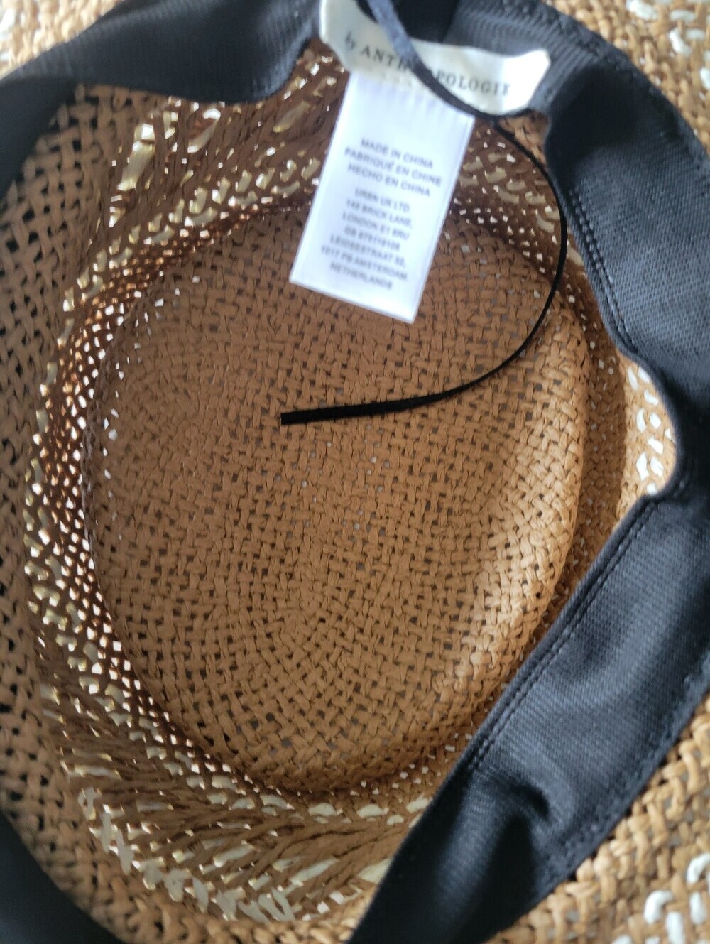 by Anthropologie Woven Straw Sun Hat with Black Band and White Accents - Picture 7 of 14